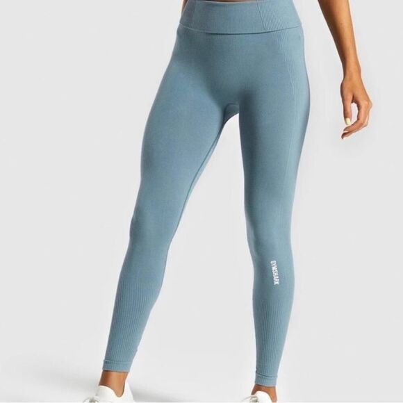 Gymshark‎ Stormy Turquoise Power Down Leggings Size XS - Picture 2 of 10